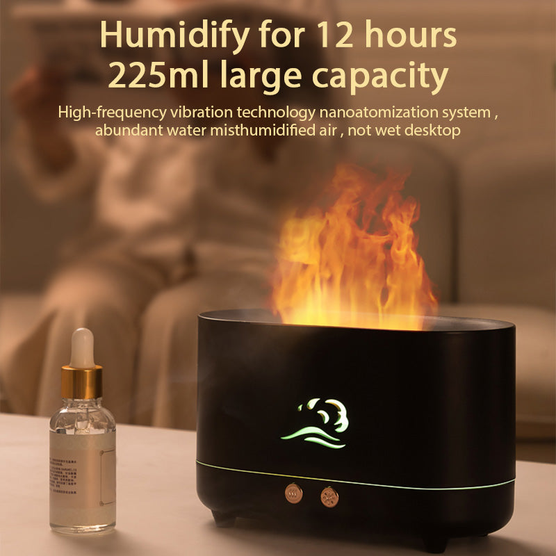Flame Aroma Humidifier – LED Fire Effect with Essential Oil Diffuser