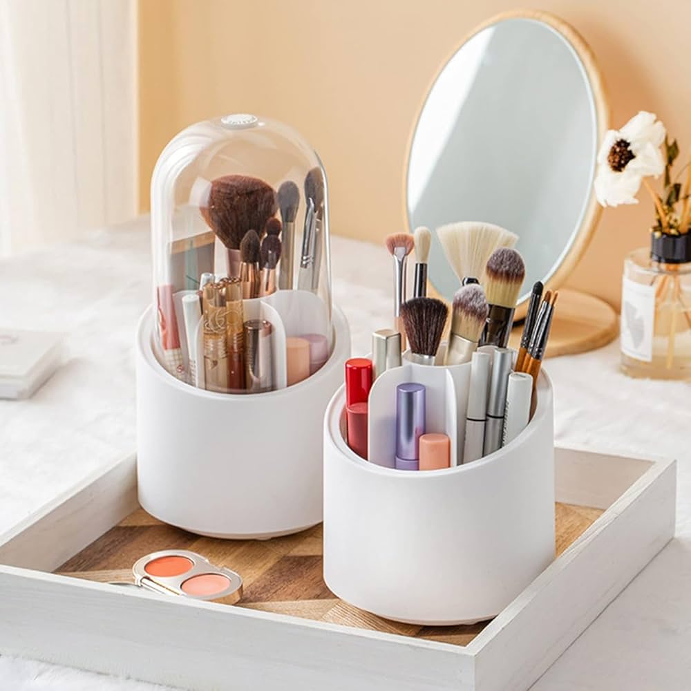 360° Rotating Makeup Brush Holder – Spin & Store in Style