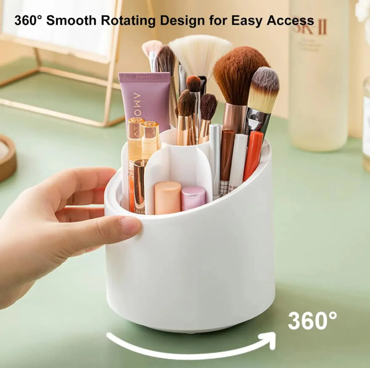 360° Rotating Makeup Brush Holder – Spin & Store in Style