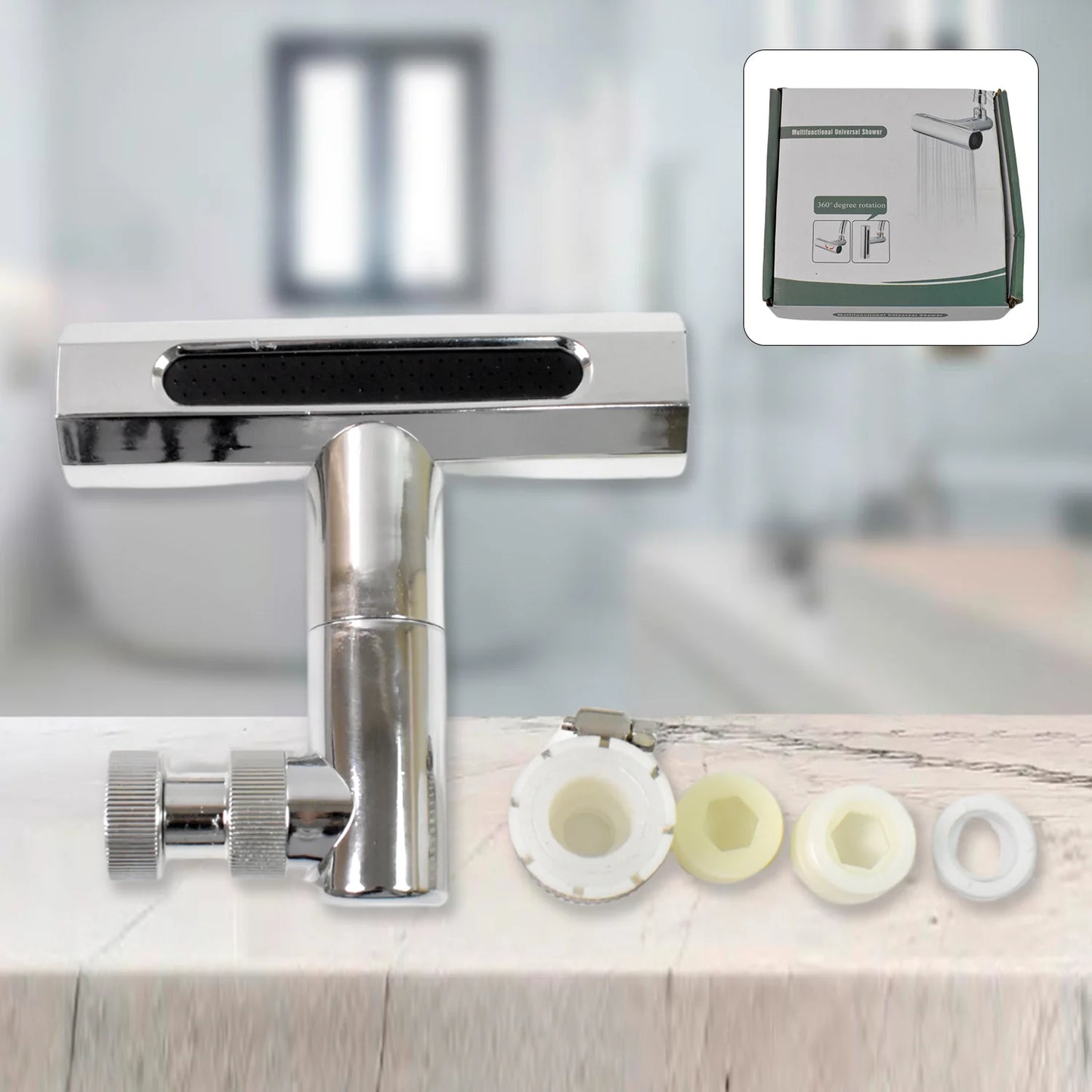 Universal 360° Turbo Shower Head – High Pressure & Water Saving