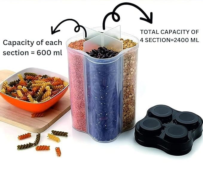 4-Section Multipurpose Storage Box | Snack & Dry Fruit Organizer