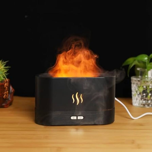 Flame Aroma Humidifier – LED Fire Effect with Essential Oil Diffuser
