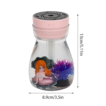 Mermaid Aquarium Humidifier – LED Light & Cool Mist Diffuser