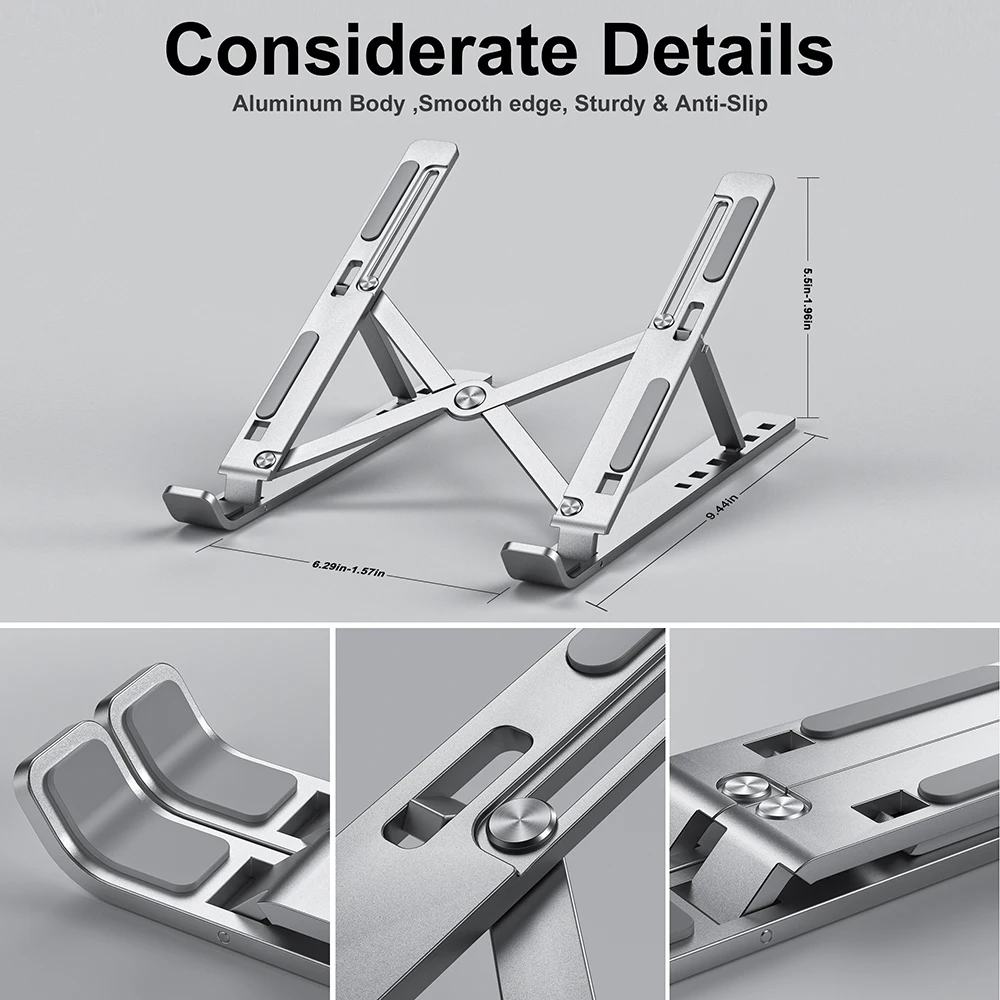 Adjustable Steel Laptop Stand – Foldable & Sturdy